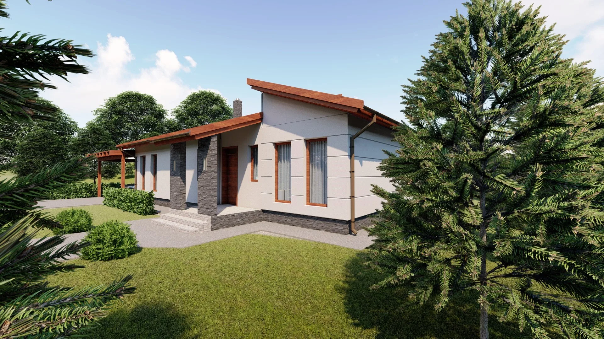 Minimal típusú kulcsrakész ház a bejárat felől 3