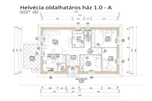 Helvéciai családi ház alaprajza – nappali + 3 szobás elrendezés, terasszal