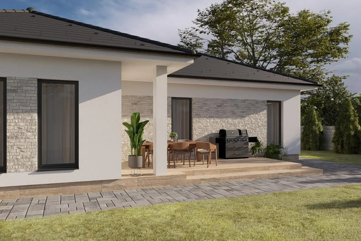 HH-105 modern, 105,07 m²-es földszintes családi ház