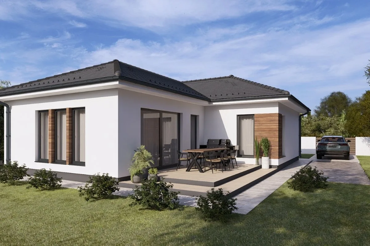 HH-115 típusház modern, földszintes családi ház 115,56 m² alapterülettel