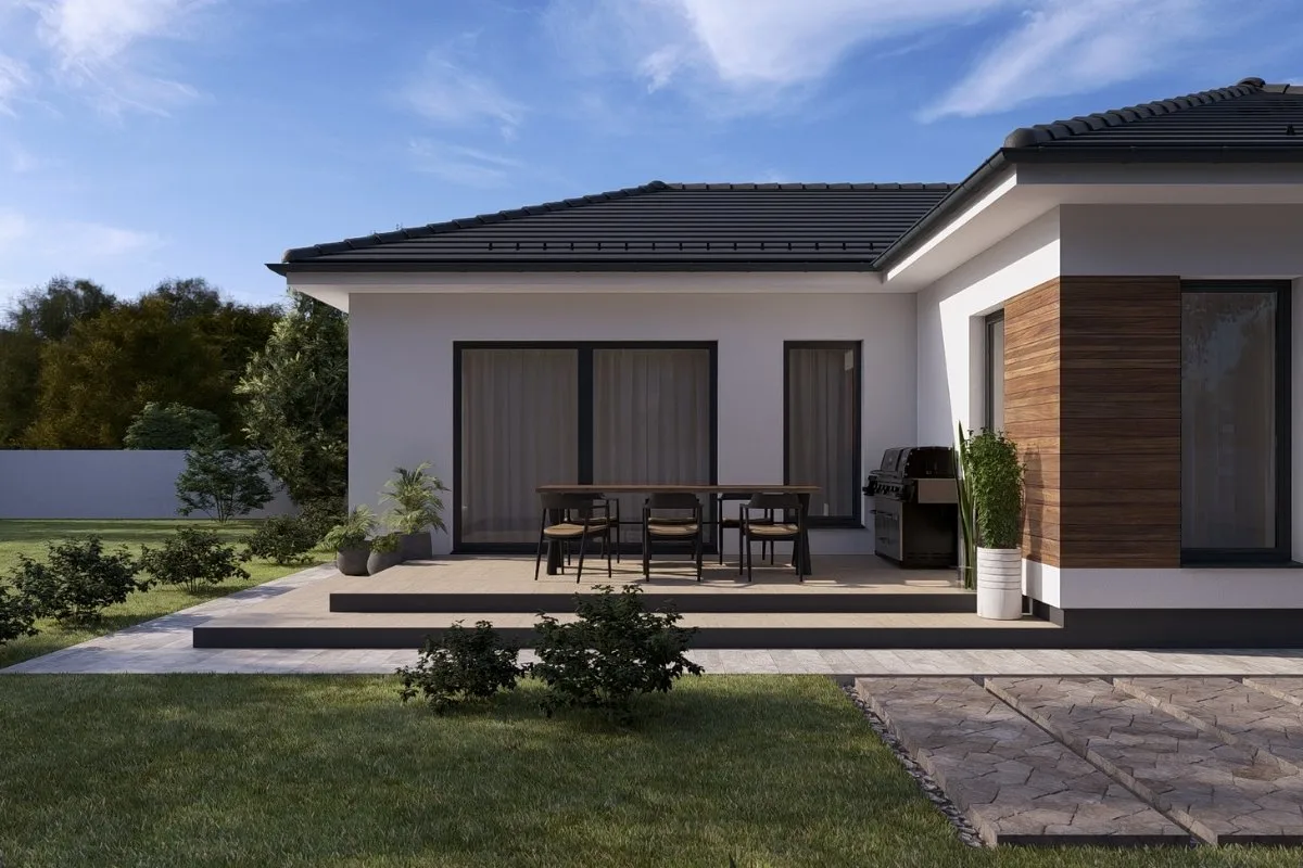 HH-115 típusház modern, földszintes családi ház 115,56 m² alapterülettel
