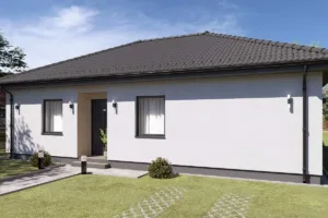 Lumina típusház 90 m²-es földszintes családi ház modern utcafronti bejárattal