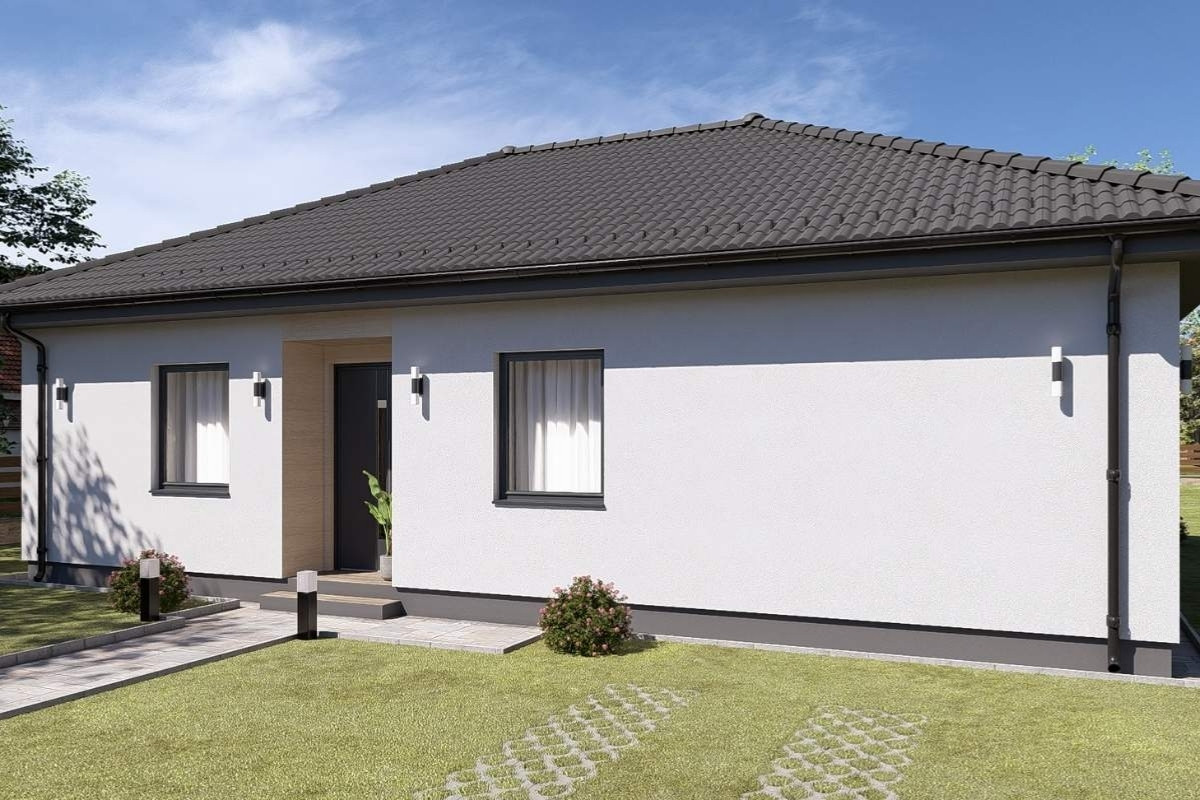 Lumina típusház 90 m²-es földszintes családi ház modern utcafronti bejárattal
