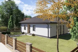 Lumina típusház 90 m²-es földszintes családi ház utcai nézet kerttel