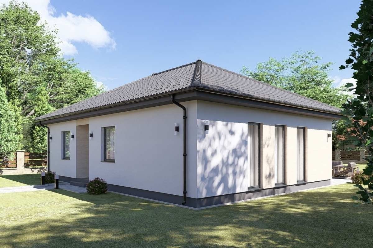 Lumina típusház 90 m²-es modern földszintes családi ház kontyolt tetővel és kertkapcsolattal