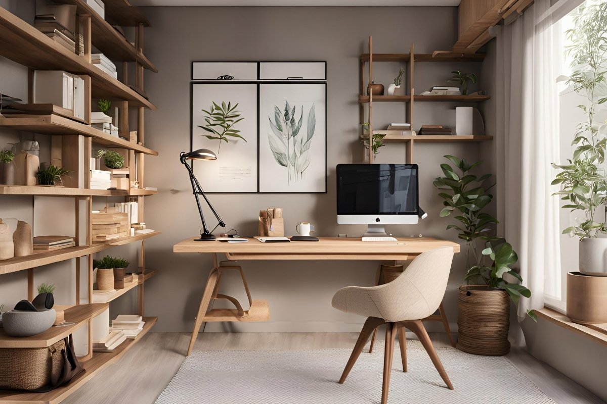 Modern családi ház home office dolgozószobával és letisztult belső térrel